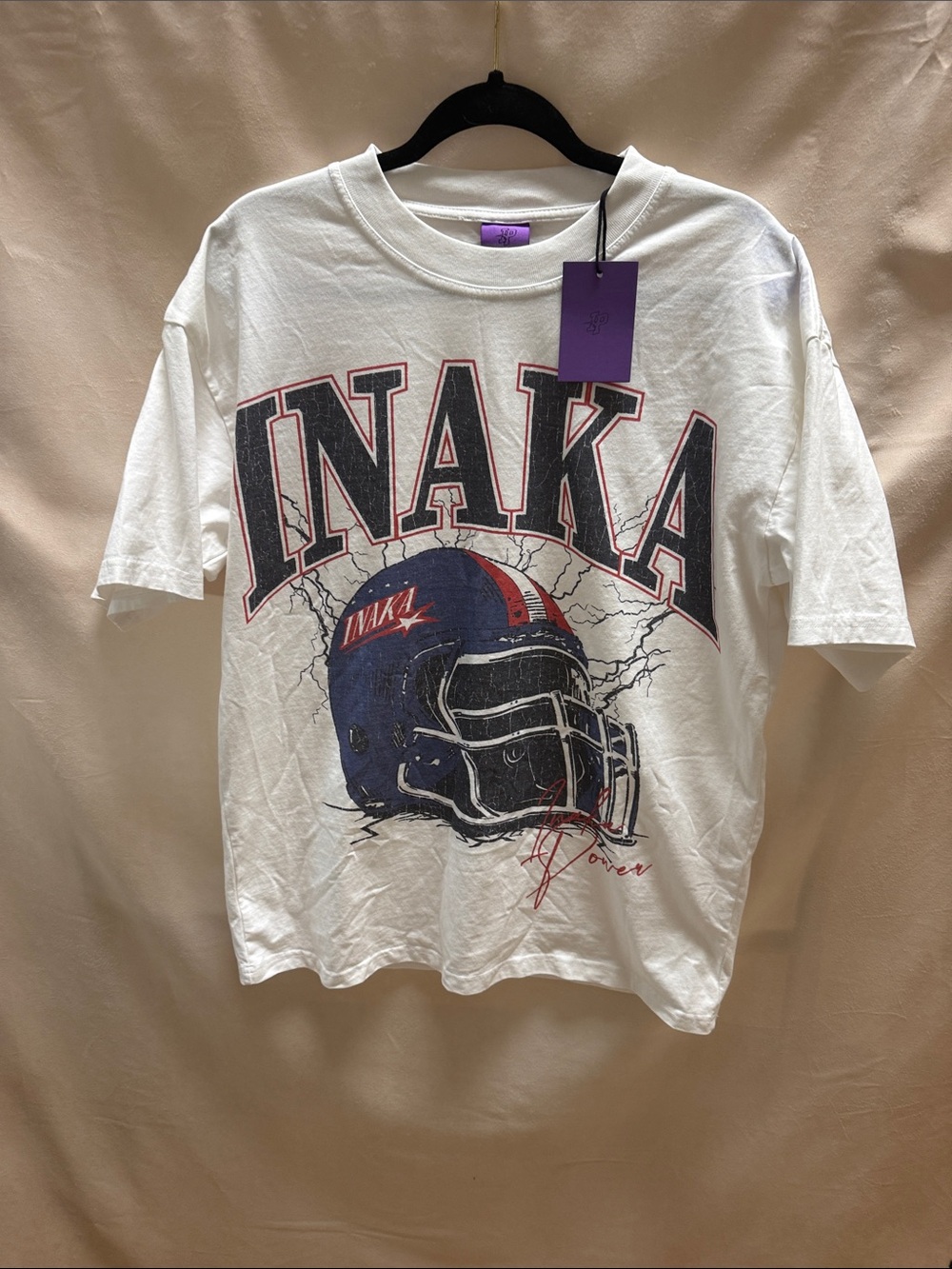 (NWT) Inaka Power Vintage Football Helmet Oversized Pump Cover Tee Shirt Size Sm
